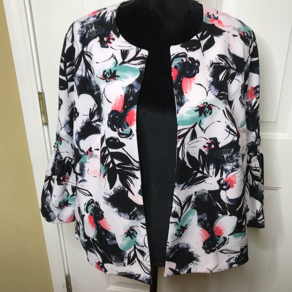 Lane Bryant Jackets & Blazers - Floral Bell Sleeve Jacket By Lane Bryant